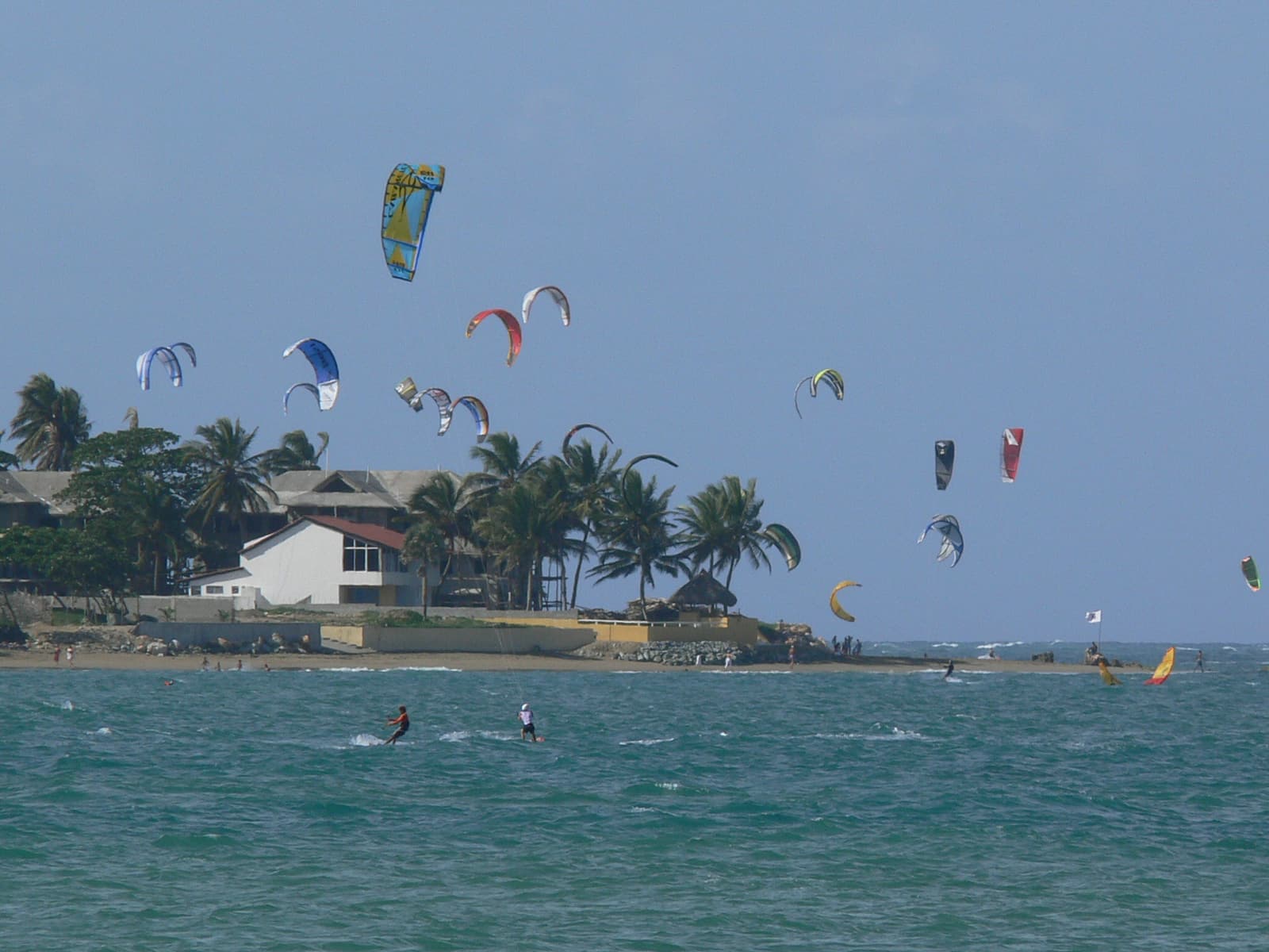 Kites flying over the bay at Cabarete